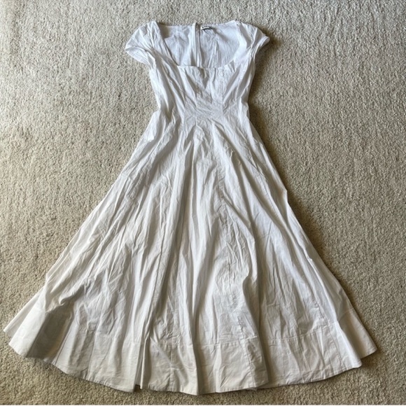 Staud Wells Stretch Cotton white short sleeve midi cotton dress size 4 - Picture 5 of 12